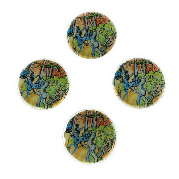 Tree Roos Refrigerator Magnets, Vincent Van Gogh, Set of 4, 1.3" Round - Picture 2 of 4